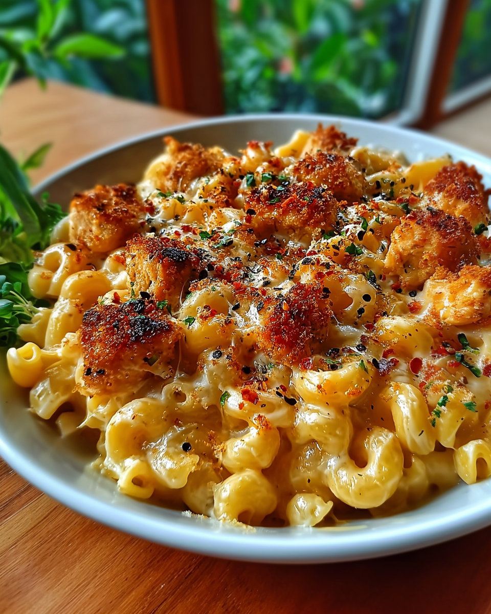 Creamy Honey Pepper Chicken Mac and Cheese