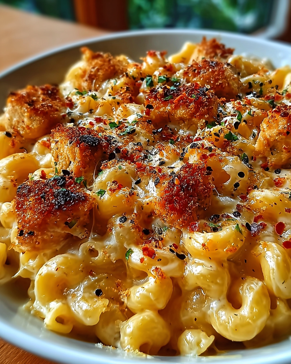 Creamy Honey Pepper Chicken Mac and Cheese