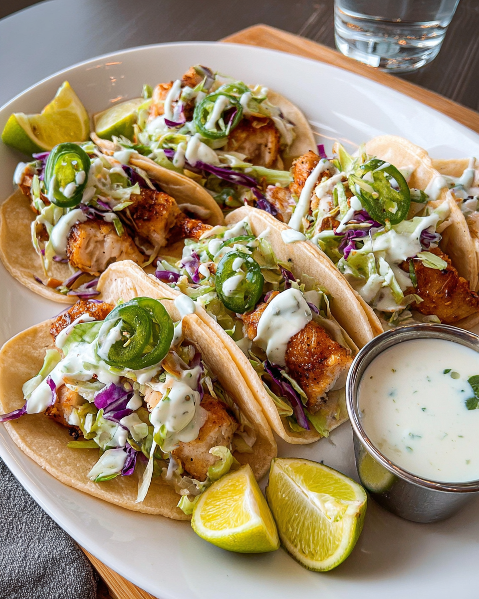 fish tacos with lime crema