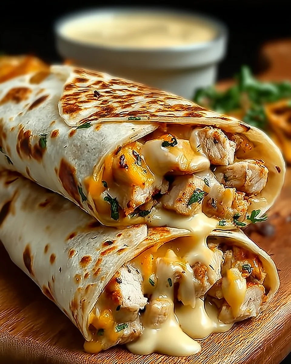 Cheesy Garlic Chicken Wraps
