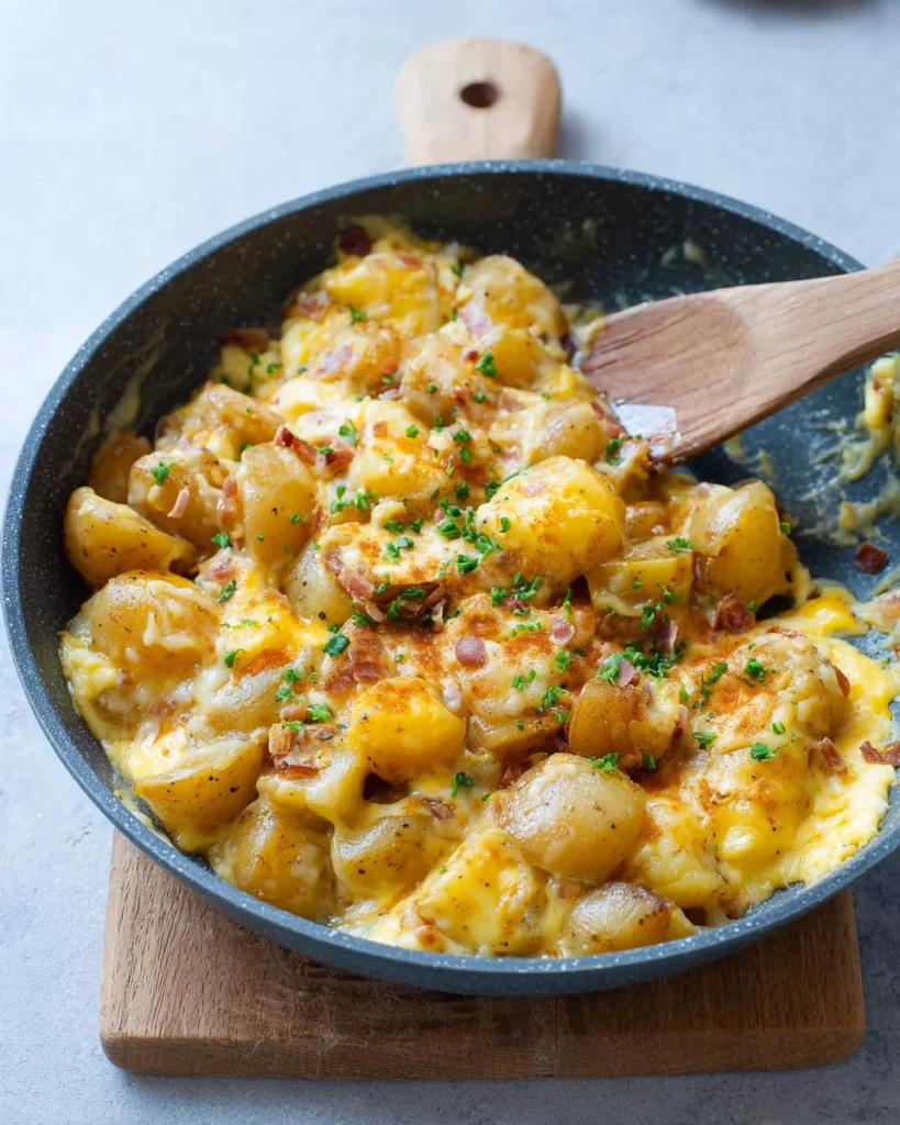 Cheesy Potato Egg Scramble