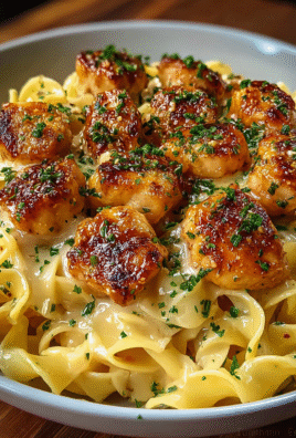 Garlic Butter Chicken Bites with Creamy Parmesan Pasta
