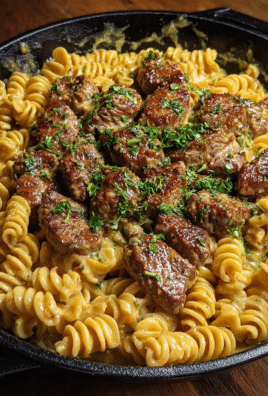 One-Pot Creamy Spicy Garlic Butter Steak & Pasta