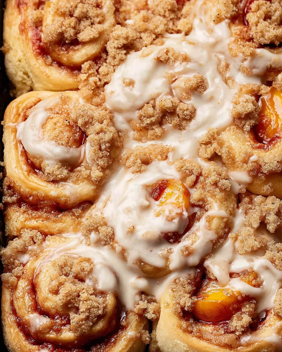 Peach Cobbler Cinnamon Rolls