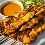 Thai Chicken Satay with Spicy Peanut Dipping Sauce