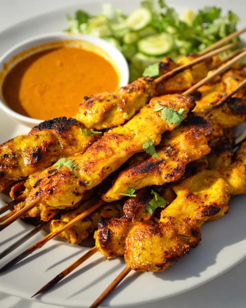 Thai Chicken Satay with Spicy Peanut Dipping Sauce