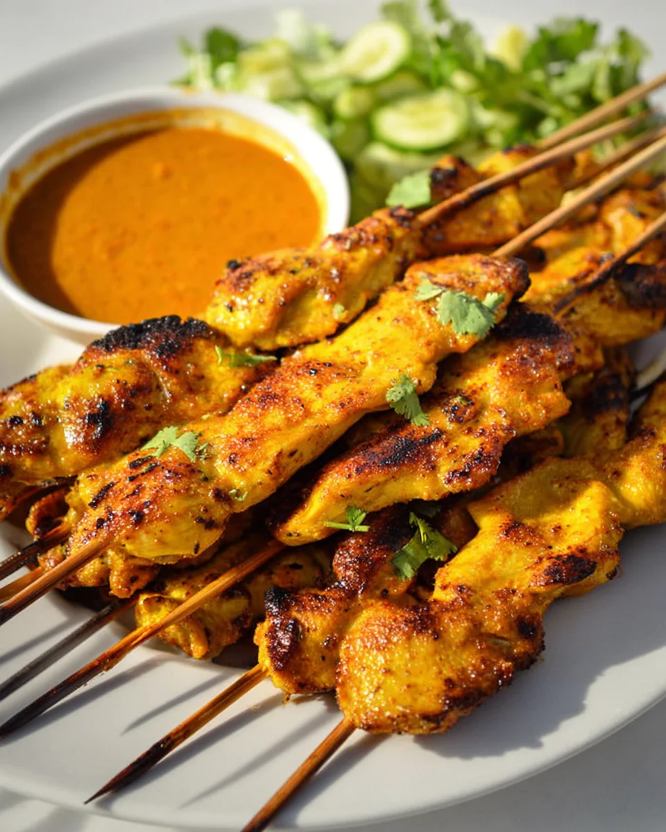 Thai Chicken Satay with Spicy Peanut Dipping Sauce